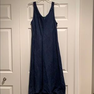 Eileen Fisher linen dress blue/light blue accents.